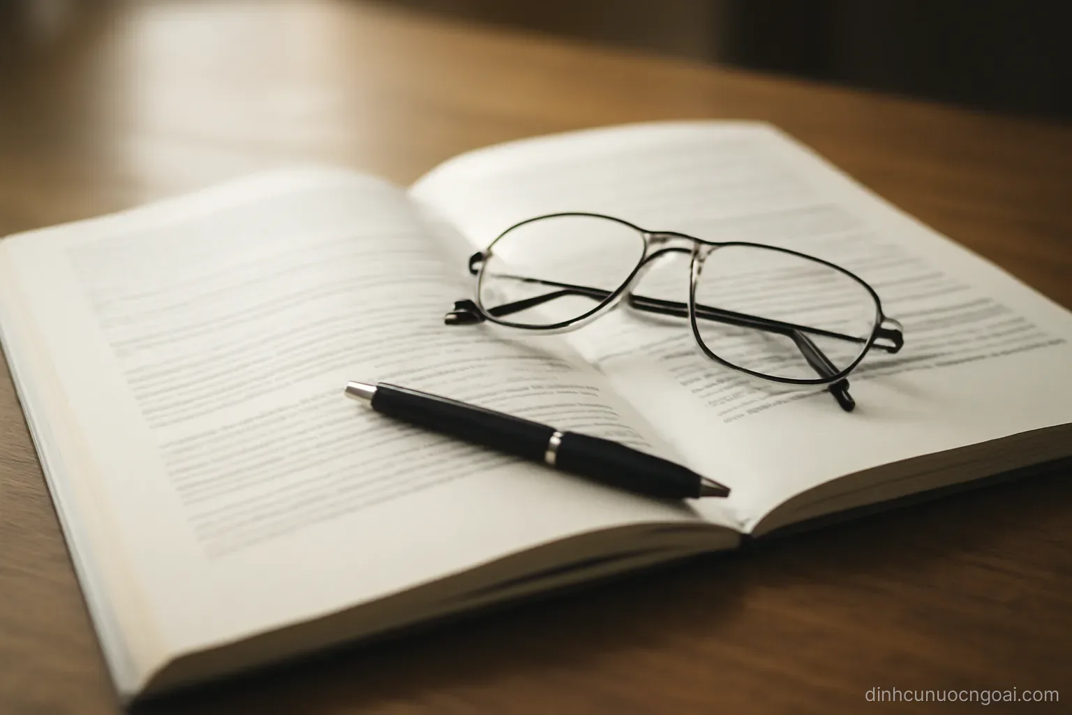 a multi page contract lying open on a table with a pen and reading glasses resting on the middle pages